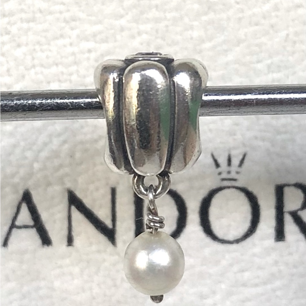 Pandora Flower Dangle Pearl & Lavender CZ Charm